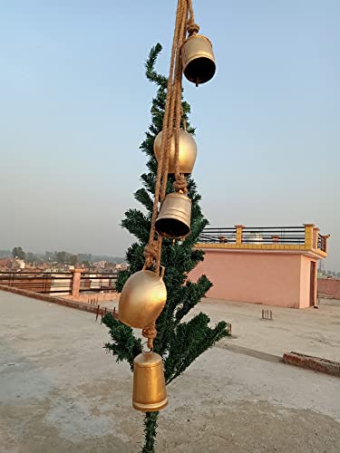 Rustic Gold Cow Bells For Christmas Decorations Vintage Handmade Lucky Christmas Hanging Bells Set Of 5 #TOP6