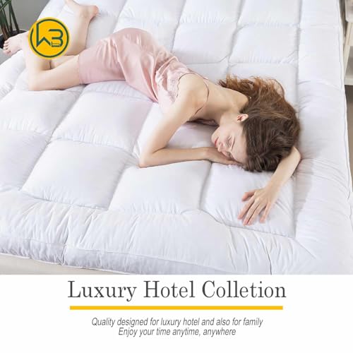 WhatsBedding 5 Inch Feather Bed Mattress Topper,Duck Feather Memory Foam Mattress Topper, Thickened Topper Layer, Full, 54x75 inches