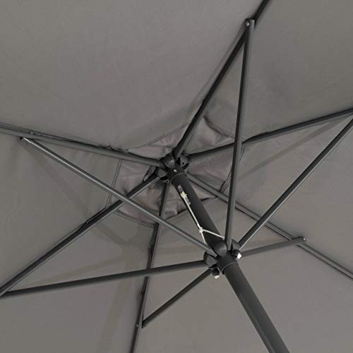 Sonnenschirm grau 290 cm Durchmesser mit UV Schutz und Kurbel