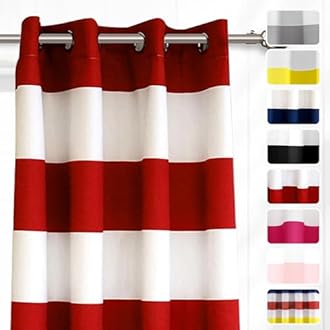 DriftAway Red Striped Room Darkening Curtains Patriotic Horizontal Stripe Classic Grommet Drapes for Bedroom Living Room Thermal Insulated Panels for Holidays July 4th Labor Day Thanksgiving Christmas