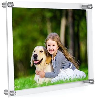 Meetu 8.5x11 Acrylic Picture Frames (4 Pack) -Inner 8x10 Wall Mount Photo Frame Frameless Clear Floating Frame for Document Certificate Artwork