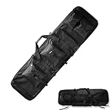 BTtime サバゲーのライフルケース ナイロン ダブル ガンケース ライフル キャリア エアガンケース 2WAY 薄型 大容量 ショート＆ロング対応 1m（ブラック）