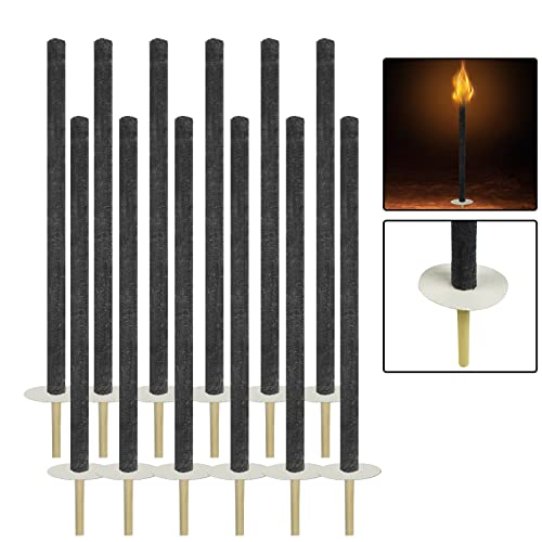 Krause & Sohn Wachsfackeln 50 Stück - 45 Min Brenndauer, 30cm, Mit Holzgriff & Tropfschutz