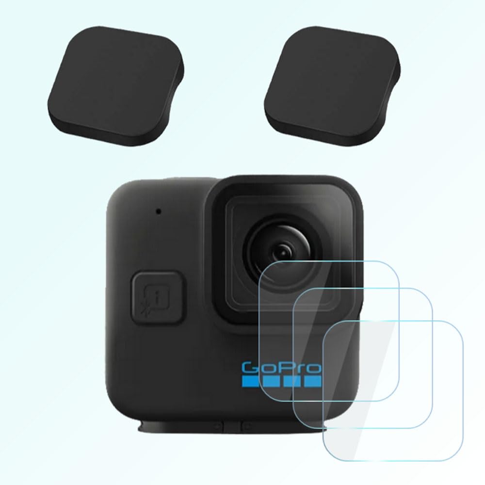 iDaPro Protezione per obiettivo per GoPro Hero 11 Hero11 Mini, colore nero, con copriobiettivo [3+2 pezzi], in vetro temperato, per Go Pro Hero 11 Mini, facile installazione