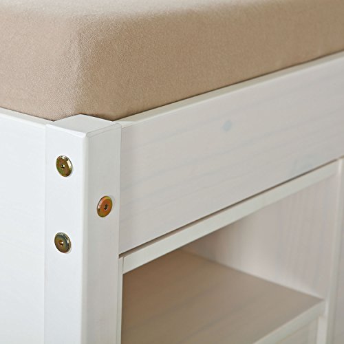 Cama Casal Multifuncional Madeira Maciça 6 Gavetas Charme Inter Link Branco Lavado