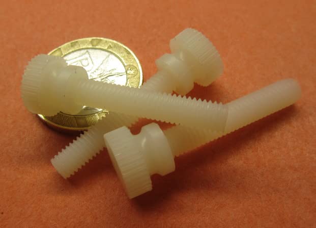 Nylon Knurled Raised Head Thumb Screws Natural 10-32 Thread x 1.00" Length 50 Pcs