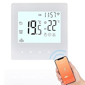 Aoresac Thermostat Smart Tuya WiFi Thermostat 16A Digital Programmable LCD Display Underfloor Heating Temperature Controller Digital Intelligent Wall Thermostat for Electric Heating