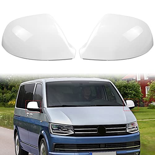 1 Par Tapas de Espejo de Coche Repuesto para VW T5/T6/Transporter Caravelle 2010-2019, Tapas de Espejo Exterior Retrovisor, Carcasa de Espejo Exterior, Tapas de Espejo Exterior Brillantes (Blanco)