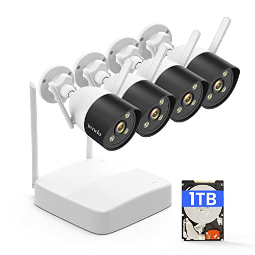 Tenda Kit De Cámaras De Vigilancia Wifi 2k - 4x 3mp Cámara Ip Exterior De Visión Nocturna En Color Con Grabador 4ch 1tb Hdd Nvr, Fácil Instal Tenda Kit De Cámaras De Vigilancia Wifi 2k - 4x 3mp Cámara Ip Exterior De Visión Nocturna En Color Con Grabador 4ch 1tb Hdd Nvr, Fácil Instal