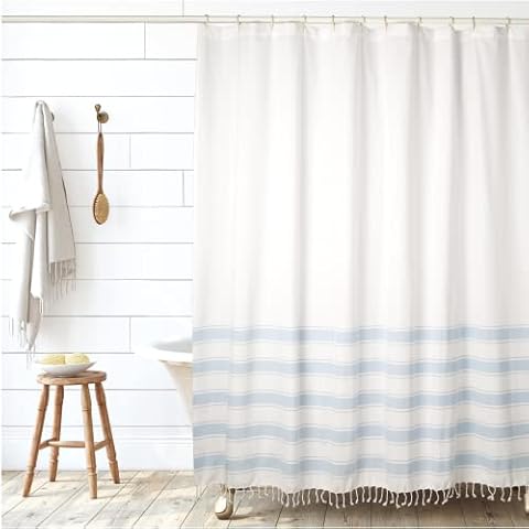 Folkulture Boho Shower Curtain with Tassels Cover
