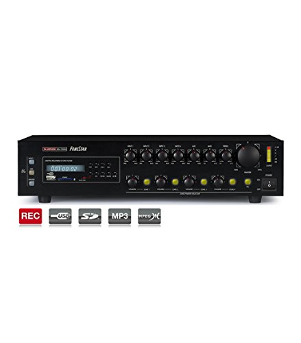 AMPLIFICADOR FONESTAR MA-125GU 4x120W-MAX 100V/8-OHMS 24VCC/230VCA USB/SD/MP3/REC