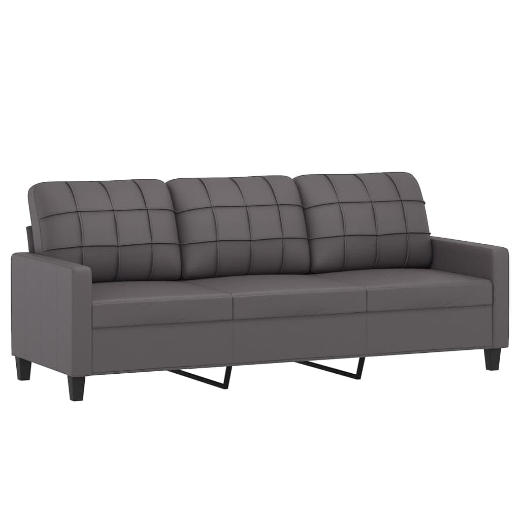 Ensemble de canapé 3 pièces avec coussin gris en cuir synthétique pour salon, canapé d'angle, canapé-lit, coin salon avec espace de rangement pour se détendre, lire, regarder la télévision