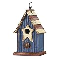 Glitzhome Rustic Patriotic Garden Distressed Wooden Decorative Bird House 9" H