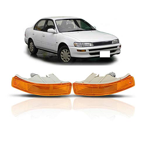 Alxiang Compatible with 1993-1997 Corolla Base Sedan 1997 Corolla CE Sedan 1993-1997 Corolla DX Sedan 1993-1997 Corolla LE Sedan Toyoyta AE100 JDM Front Bumper Light Lamp Short JDM Style R14002-G2-Y