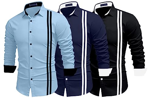 Image of Zombom Men's Striped Regular Fit Shirt