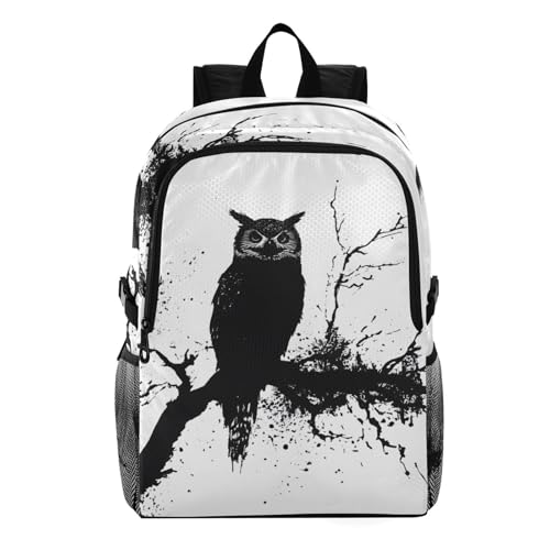 AIXIWAWA Lightweight Hiking Backpack Ink Painting Owl Print, Foldable Waterproof Daypack for Camping Travel