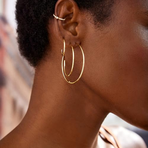 Open Hoop Earrings for Women - Lightweight, Hypoallergenic Hoops with Post Back Closure4