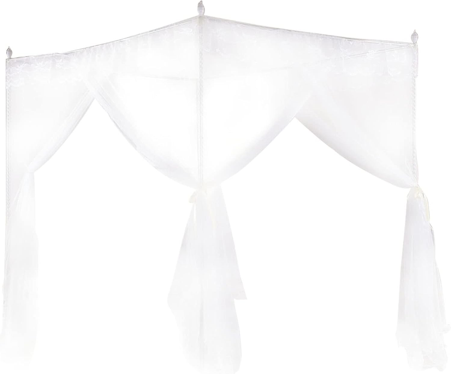 GIFTER Luxury Princess Style Bed Curtain Canopy Netting Polyester Net with Three Side Openings Breathable Easy Access Machine Washable