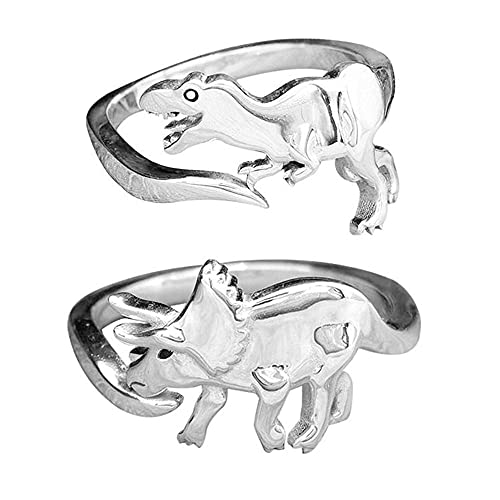 Pingyongchang Personalized cute dinosaur promise ring opening adjustable matching ring suitable for female best love gift for couples good friends, Adjustable, Metal, alloy