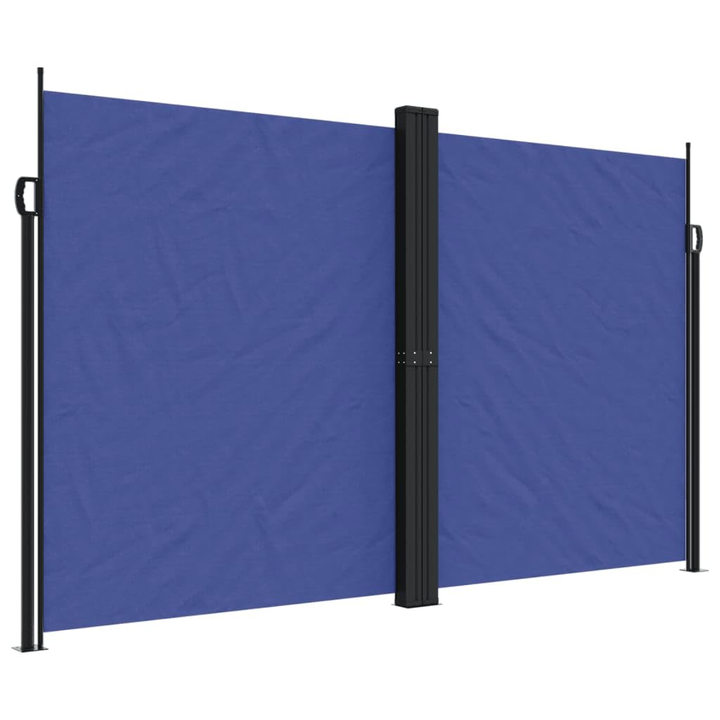 Auvent latéral rétractable bleu 200x1000 cm pour protection terrasse et grand jardin