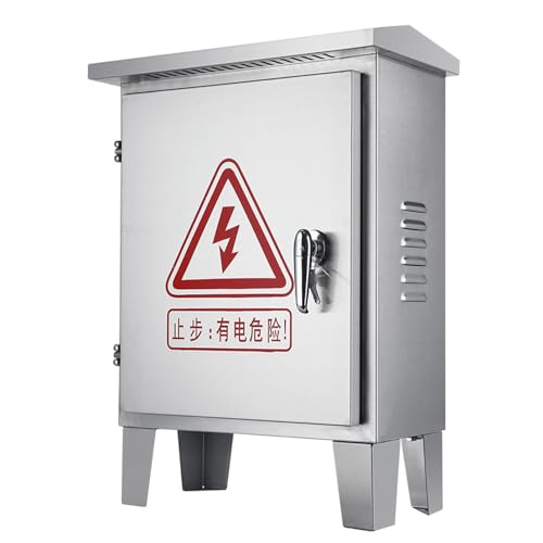 Outdoor Weatherproof Stainless Steel Electrical Box Enclosure, Floor-Standing Distribution Cabinet with Mounting Plate for Secure Electrical Project Storage