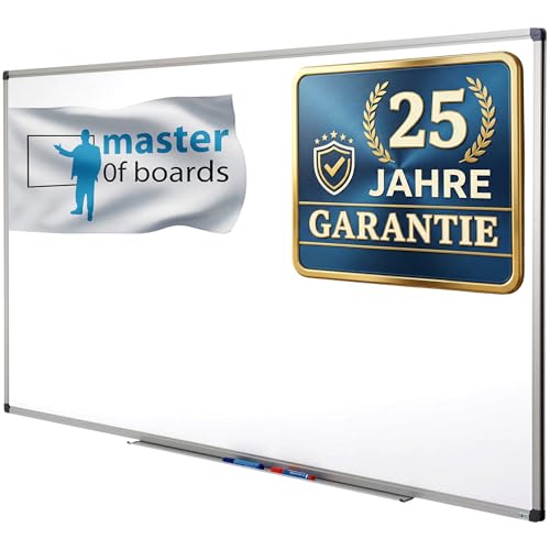 MOB Magnetisches Whiteboard 90x60cm mit Alurahmen und abnehmbare Stiftablage für Büro, Heim und Schule, Magnettafel kratzfest und trocken abwischbar | Magnetboard in Hoch- oder Querformat