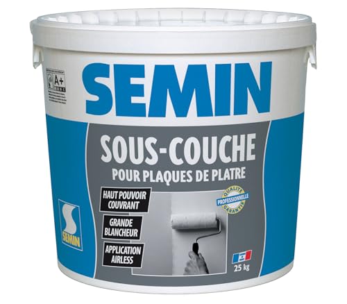 Semin - Sous-Couche pour Plaque de Plâtre Intérieur - Prêt à l'Emploi - Seau de 25 kg