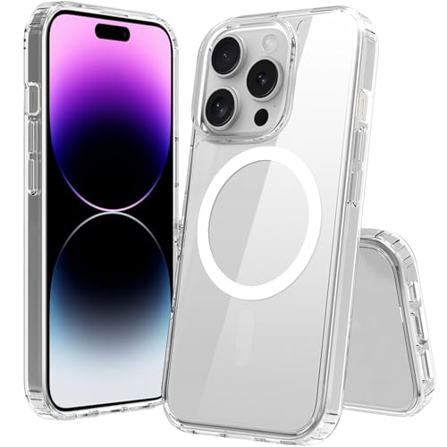 Image of FanTEK Phone Case Compatible with iPhone 14 Pro 6.1 Inch, Magnetic Case Clear Protective Bumper Hard Back Cover