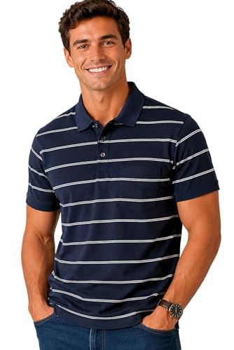 Image of SANE ORIGINALS Half Sleeve Polo T-Shirt for Men with Pocket || Stripe Collar and Pocket T-Shirt for Men Half Sleeves