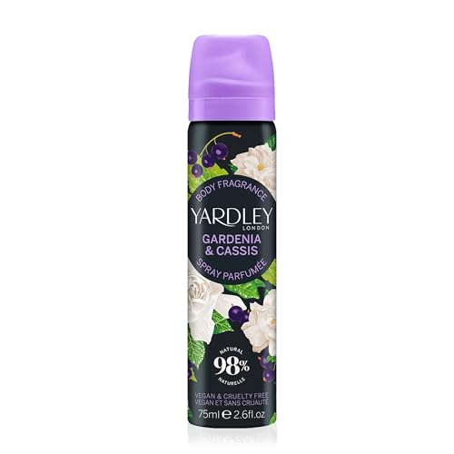 Yardley London Gardenia & Cassis Body Spray för kvinnor med fruktiga cassis- och krämiga gardenianoter, en delikat blommig doft för fräscha vardagliga stunder - 75ml