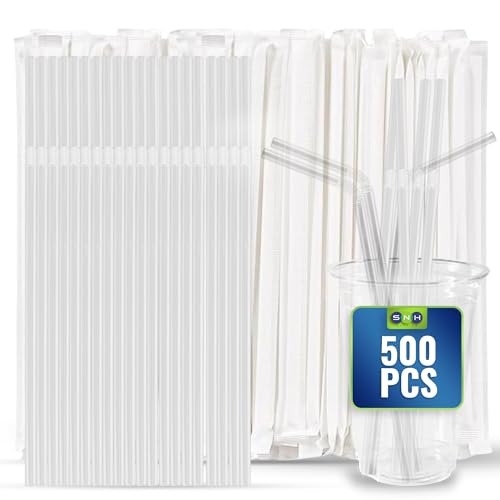 SNH Packing Pack of 500 Clear Plastic Bendy Straws - 6mm Fle...