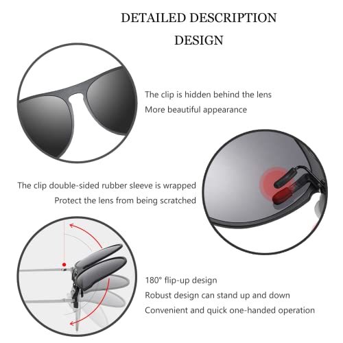 Polarized Clip On Flip Up UV Protection and Anti-Glare Outdoor Sunglasses for Prescription Glasses3