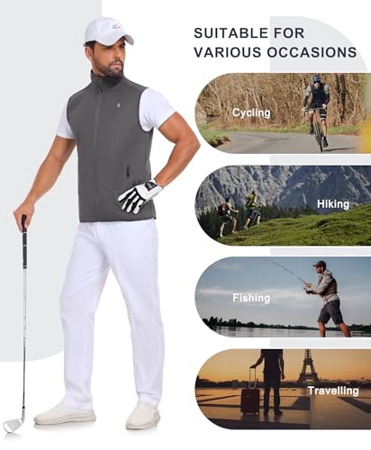 Image of Little Donkey Andy Men's Water-resistant Outerwear Vests, Stretch Windproof Vest for Cycling, Running, Golf