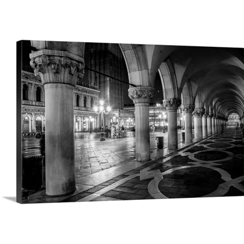 St. Mark's Square at Night, Venice, Italy, Europe Canvas Wall Art Print, 48"x32"x1.25"