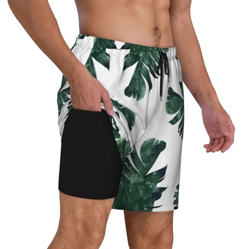 Palm Leavesshort Swim Trunks with Waist Rope and Two Side Pockets Beach Shorts Bathing Suits for Men3
