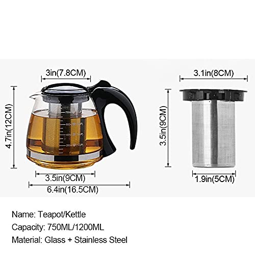 ZZLLFF Conjunto de té de té de Flor de Gran Capacidad Base Transparente de Vidrio Copa de hervidor de hervidor de la… - Imagen 8