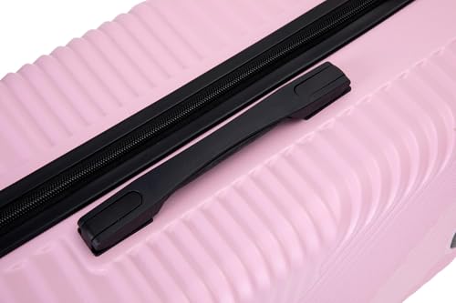 3 Piece Luggage Sets PC+ABS Lightweight Suitcase with Two Hooks, Spinner Wheels, (20/24/28) Pink4
