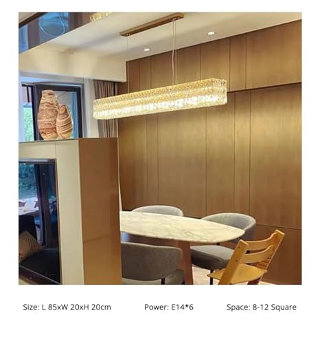 Lampe en Cristal Rectangulaire Moderne | Plafonnier Luxueux pour Salle à Manger et Restaurant - 3