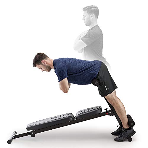 Marcy Multi-Position Utility Bench with Adjustable Hyper-Extension Anchor, 250-lb Max. Capacity Home-Gym Equipment PM-4880, Black