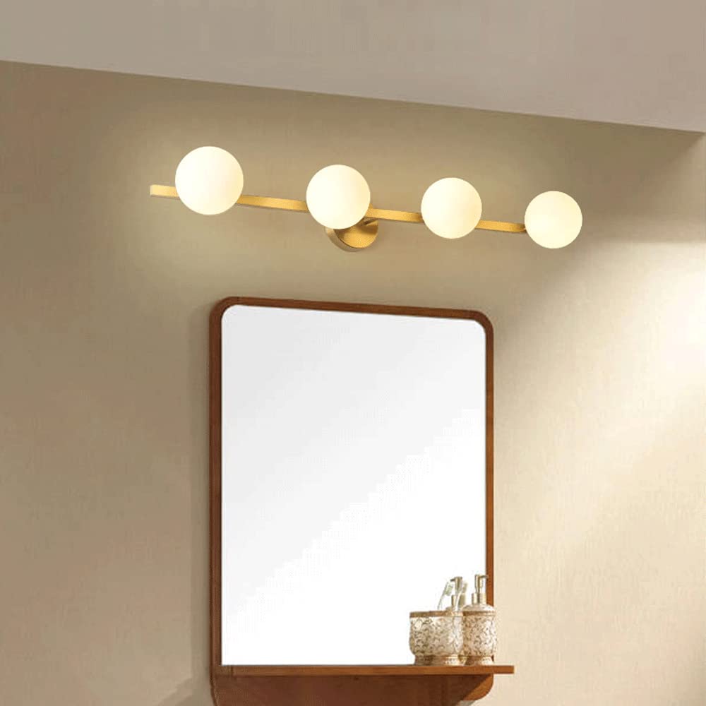 Lampade da Bagno Moderne, Lampade da Bagno G9 con Finitura Oro E Globo in Vetro Satinato, Lampade da Bagno in Rame per Soggiorno, Camera da Letto, Oro A 3 Luci, Oro A 4 Luci
