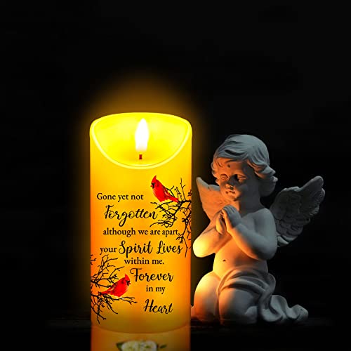 Gerrii Memorial Candle LED Flameless Bird Style Sympathy Gift for Loss of Loved One, 3 x 6 Inch, Plastic, White
