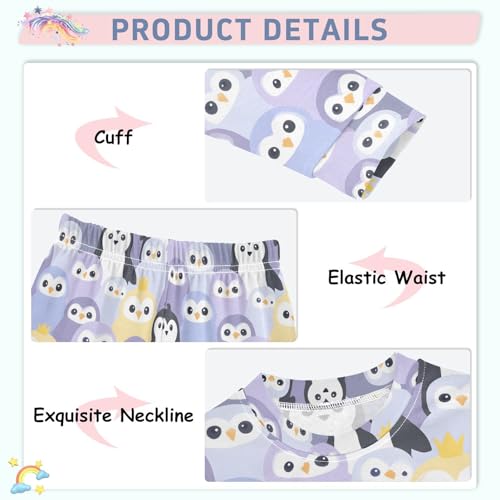 ALAZA Penguin Cartoon Pajamas Long Sleeve Sleepwear 2-Piece Pajama Set4
