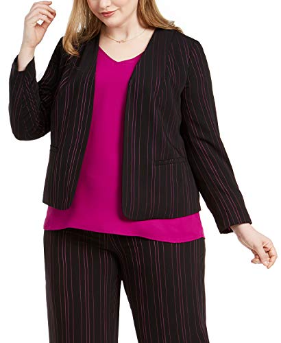 Bar III Womens Plus Striped Open Front Jacket