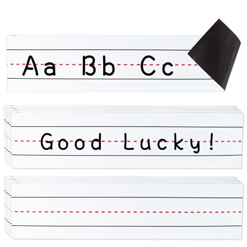 Magnetische Satzstreifen, wiederverwendbar, Klassenzimmer für Lehrer, 30,5 x 7,6 cm, trocken abwischbare Magnet-Etiketten, frühkindliche Bildungsmaterialien (gerades gepunktetes Linien-Design), 10
