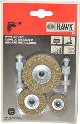 Value Collection - 5 Piece Set, 25, 40 & 50mm Diam, Power Wheel Brush Set - Coarse Grade, Brass Coated Steel Fill, Shank Included (16 Sets)