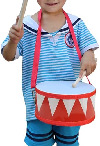 Drum Set for Kids Beginner Students Turning Marching Drums Hand Drum with Drumsticks Adjustable Neck Strap Percussion Instruments