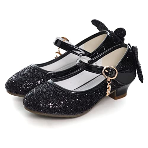 Stunner Girls Wedding Party Heels Dress Shoes Sparkly Mary Jane Princess Shoes(Toddler/Little Kid/Big Kid) Black 3.5 #TOP2