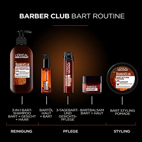 L'Oréal Men Expert Bartbalsam Bart + Haut für Männer, Unterstützung beim gesunden Bartwachstum, Bartpflege für Herren mit ätherischem Zedernholzöl, Barber Club, 1 x 50 ml (Packung mit 2)
