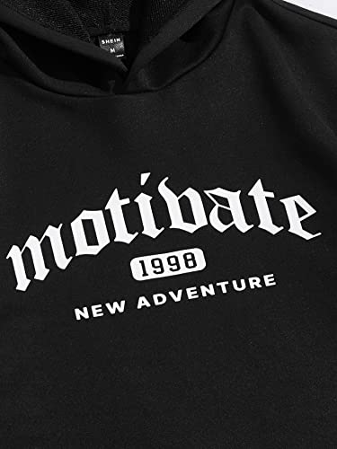 WDIRARA Men's Cartoon Letter Graphic Print Ears Hoodie Sweatshirt Casual Pullovers3