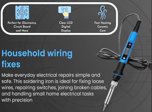 Image of Soldering Iron Kit, 80W LCD Digital Soldering Iron Set, Solder Wire, Stand, Rosin Paste Flux, Multimeter, Fast Heating, Desoldering Electronic Repair DIY Hobby